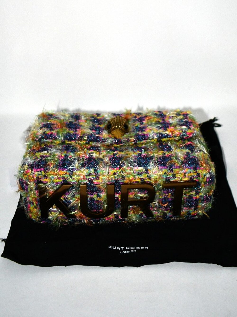 Kurt Geiger Kensington Tweed Flap Shoulder Bag in Multi #5382869609 NWT - Picture 8 of 8